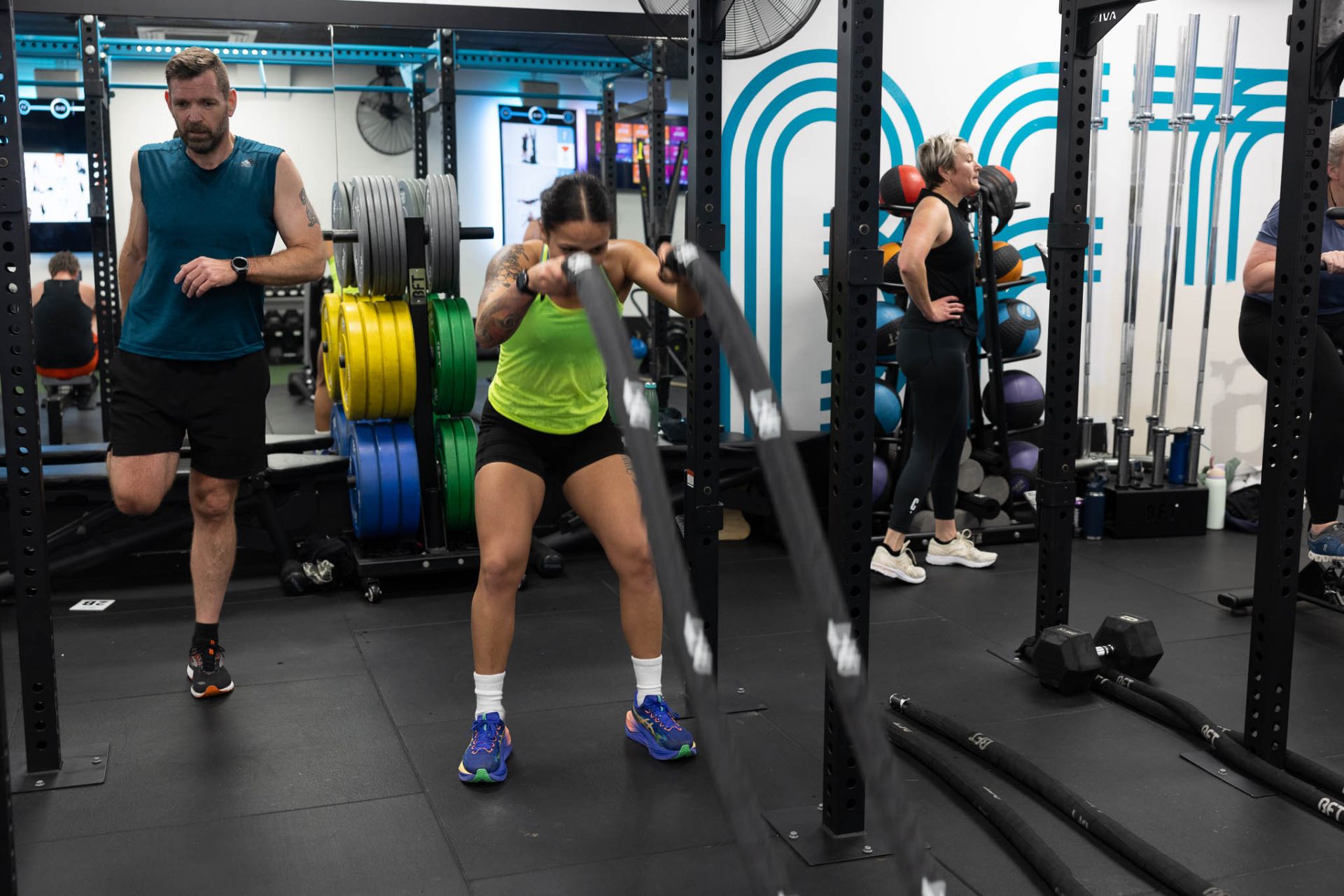 Battle ropes session in full swing