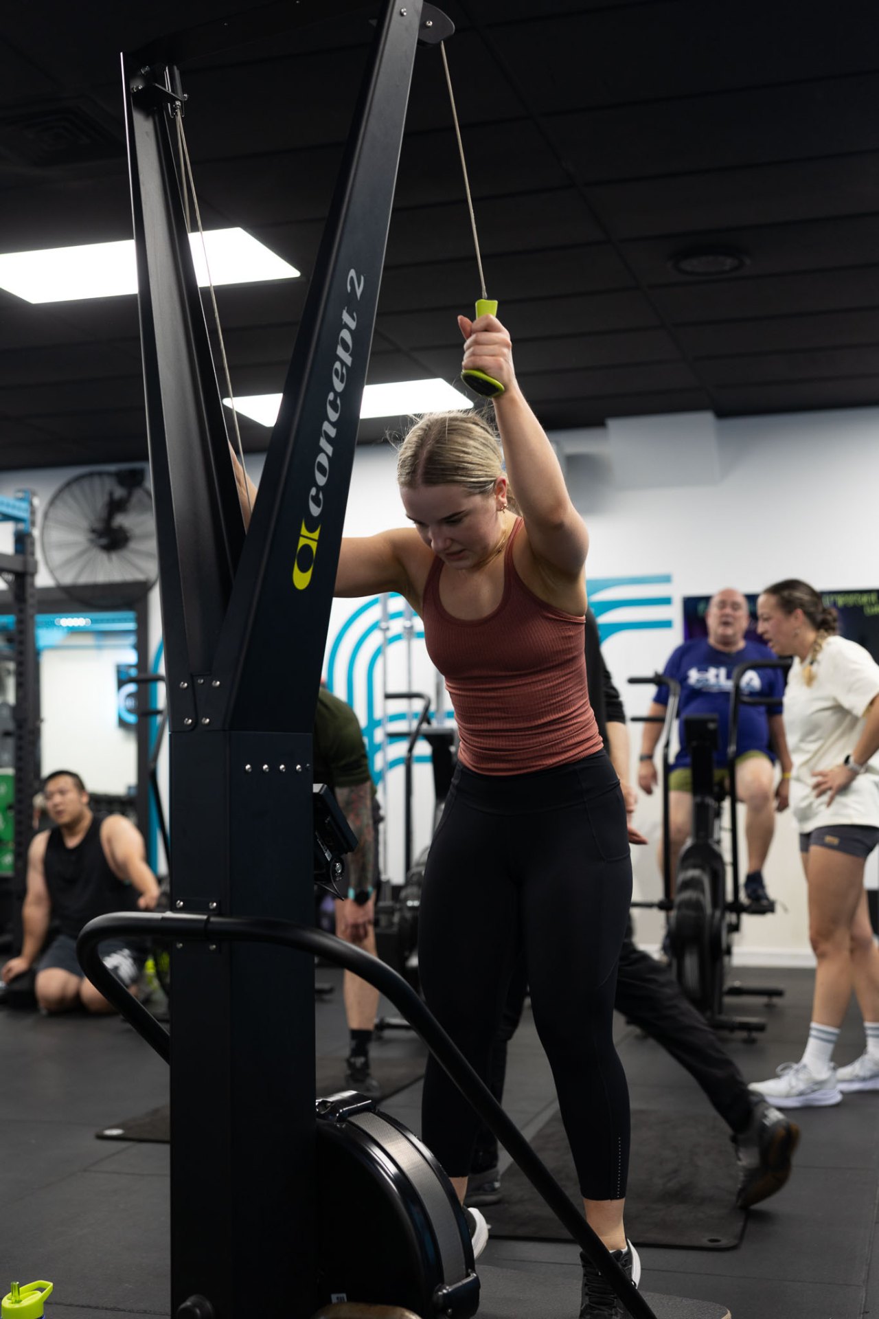 Member training on a Concept2 SkiErg